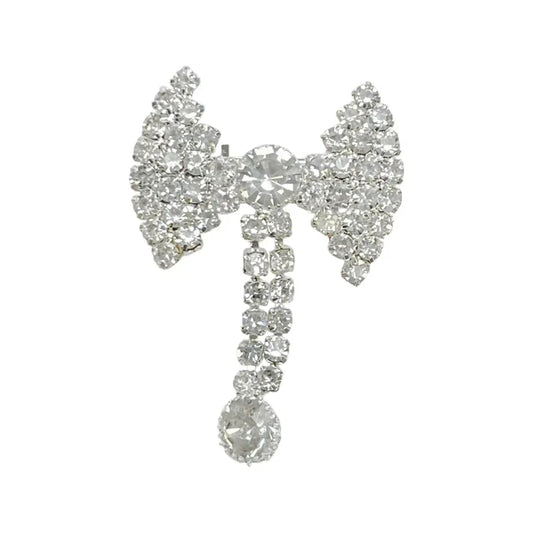Unisex Rhine Stone Bow Brooch for Occasion with Sparkling Crystals and Elegant Design