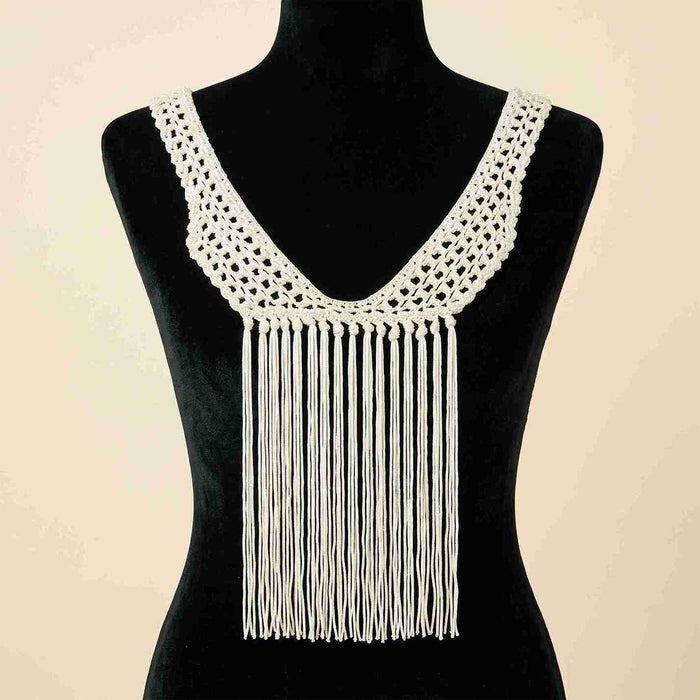 V-Neck Fringe Neckline Lace