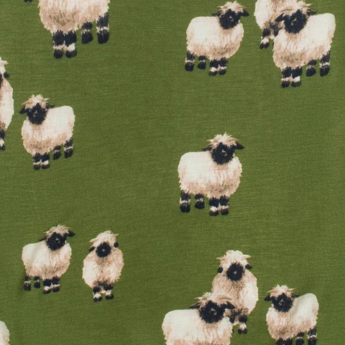 Valais Sheep Bamboo Ruffle Zipper Footed Romper - Babies in Bloom