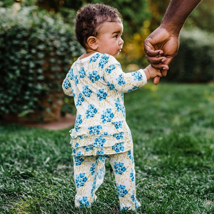 Valais Sheep Bamboo Ruffle Zipper Footed Romper - Babies in Bloom