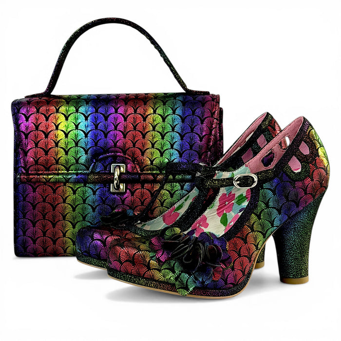 Valerie and Matching Malibu Rainbow Fan Print Wide Fit