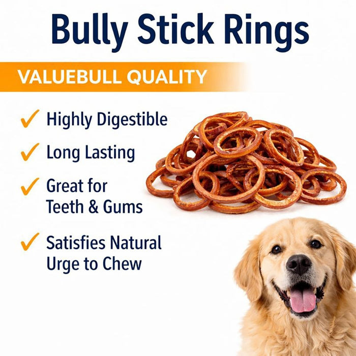 ValueBull Bully Stick Rings for Dogs, Varied, 50 Count - Donut - 50 Rings