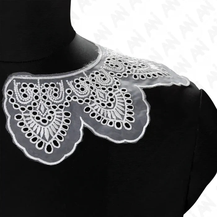 Decorative Venetian lace collar applique with fine embroidery for gown, blouse and ethnic wear use