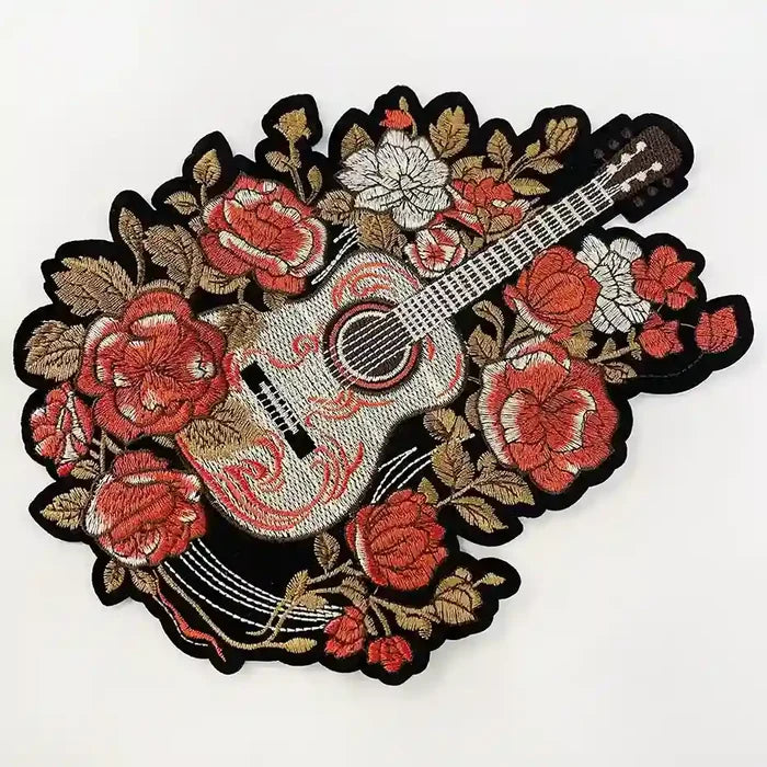 Vertical Floral Guitar Hot-Fix Patch