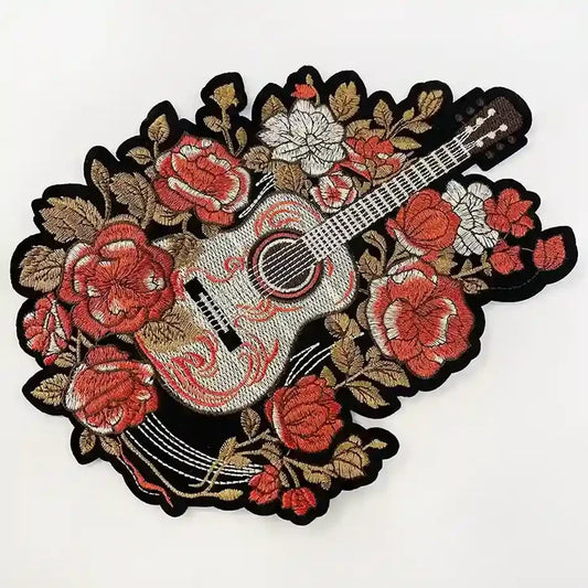 Vertical Floral Guitar Hot-Fix Patch