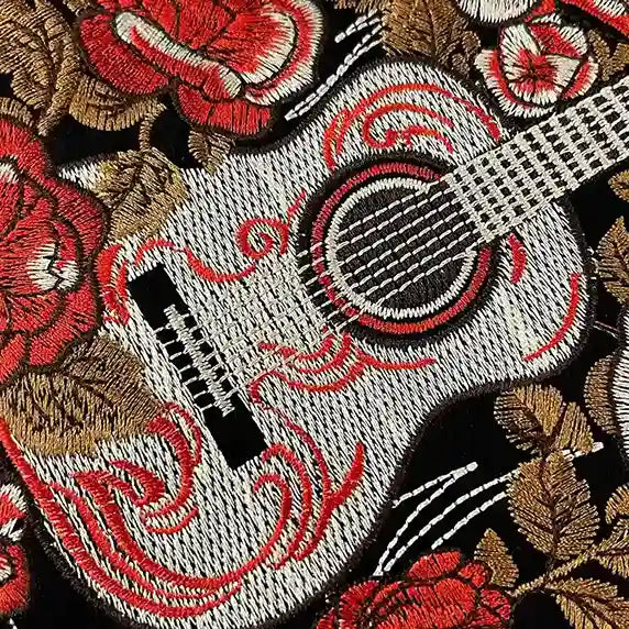 Vertical Floral Guitar Hot-Fix Patch