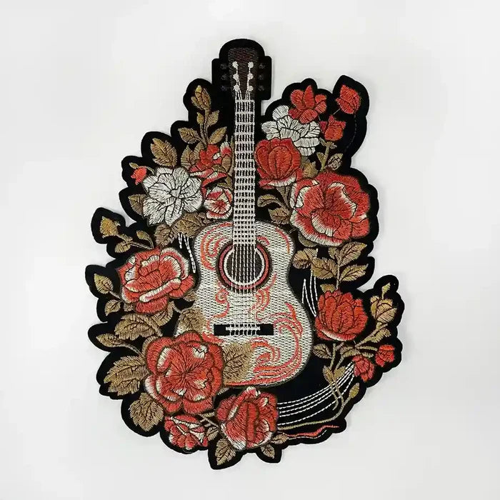 Vertical Floral Guitar Hot-Fix Patch