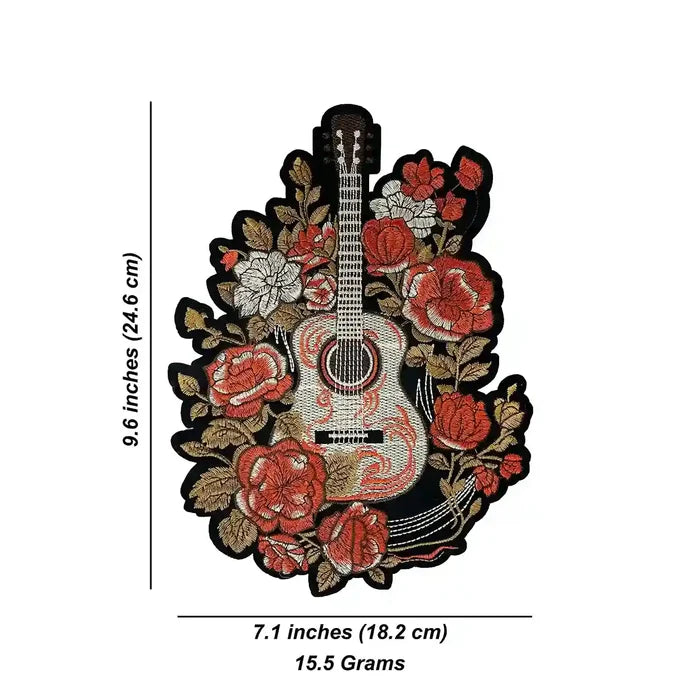Vertical Floral Guitar Hot-Fix Patch