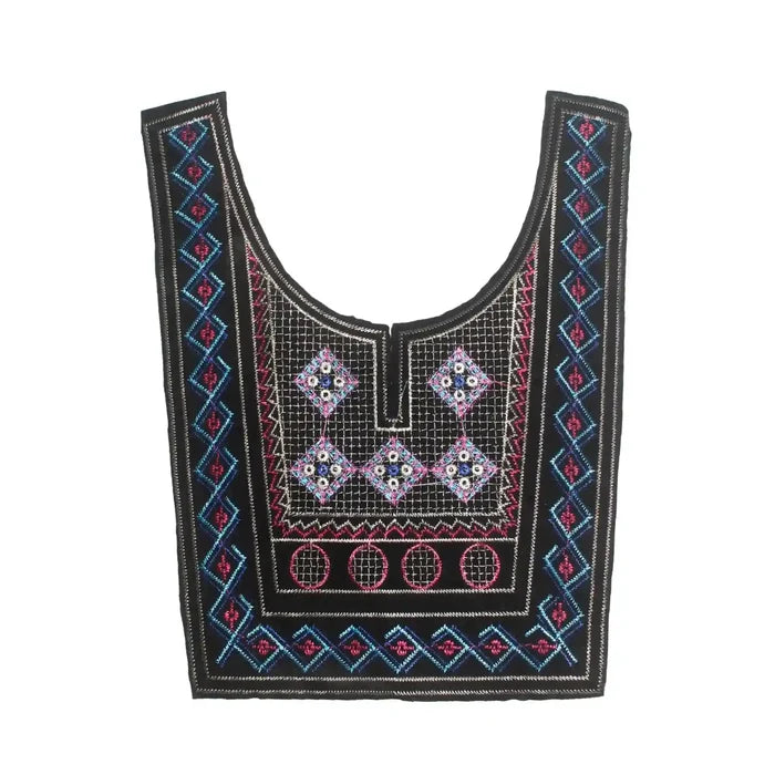 Vibrant color ethnic round neckline by Ani Accessories with rich embroidery, perfect for kurtis, dresses and festive wear.