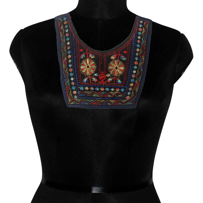 Colorful floral U shape embroidered neckline designed for ethnic kurtis, suits and elegant festive fashion wear