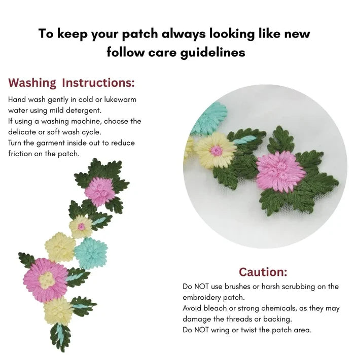Vibrant Floral Embroidery Patch