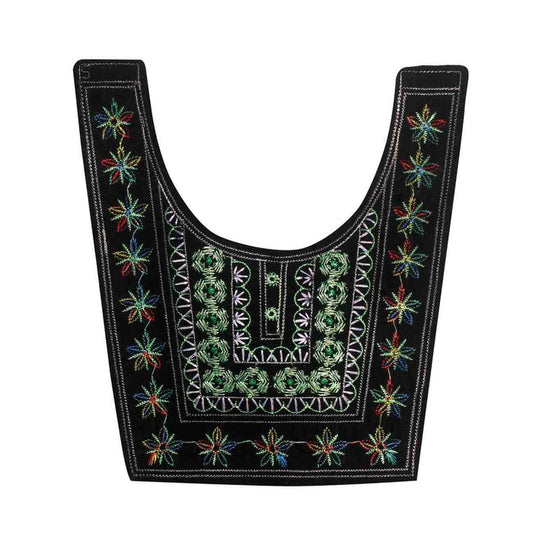 Ani Accessories vibrant green embroidered neckline patch for kurti dresses, elegant floral detailing, perfect for ethnic wear