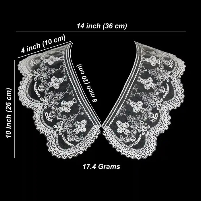 Ani Accessories premium Victorian floral embroidered Peterpan collar for heritage inspired fashion