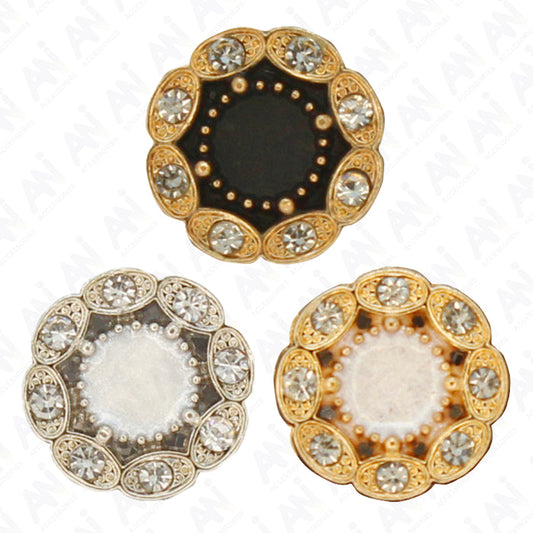 Victorian-Inspired Rhinestone Round Metal Diamond Button