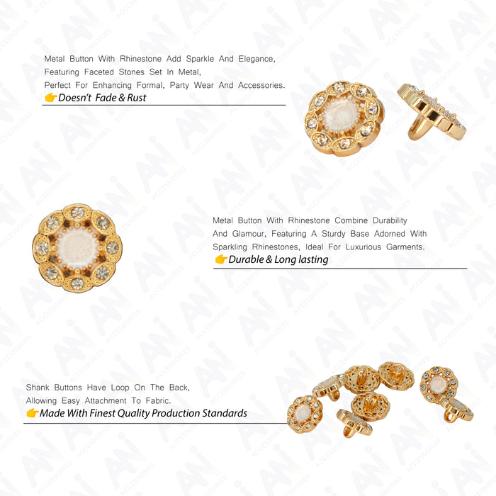 Victorian-Inspired Rhinestone Round Metal Diamond Button