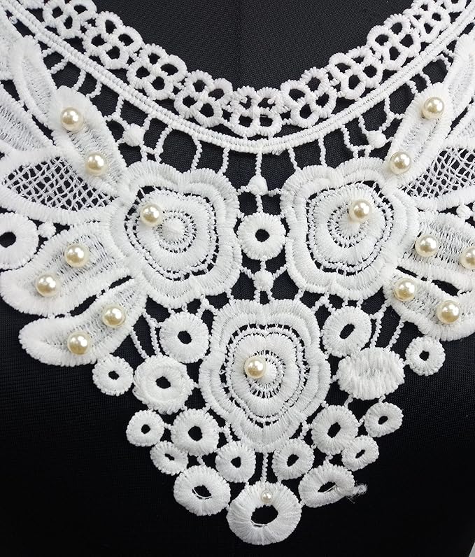 Ani Accessories Victorian-style oval embroidered lace yoke perfect for gowns, kurtis and vintage-inspired outfits