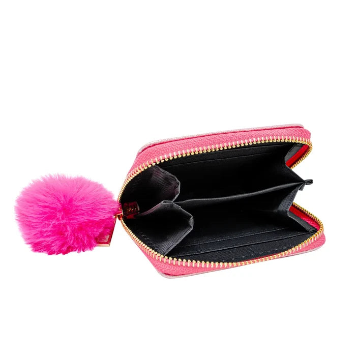 Wallet - Shiny Dotted Hearts - Hot Pink