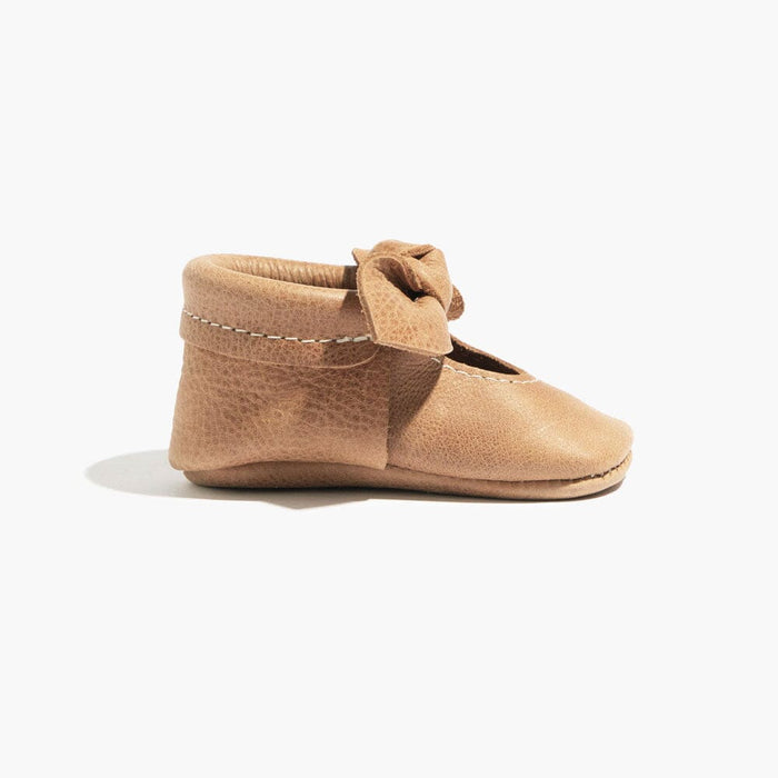 Weathered Brown Knotted Bow Baby Shoe - Babies in Bloom