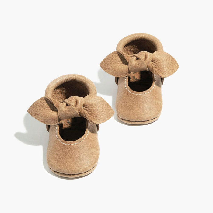 Weathered Brown Knotted Bow Baby Shoe - Babies in Bloom