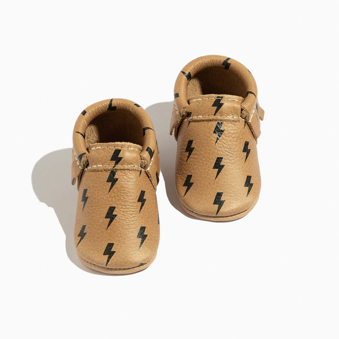 Weathered Brown Lightning Moccasin Baby Shoe - Babies in Bloom