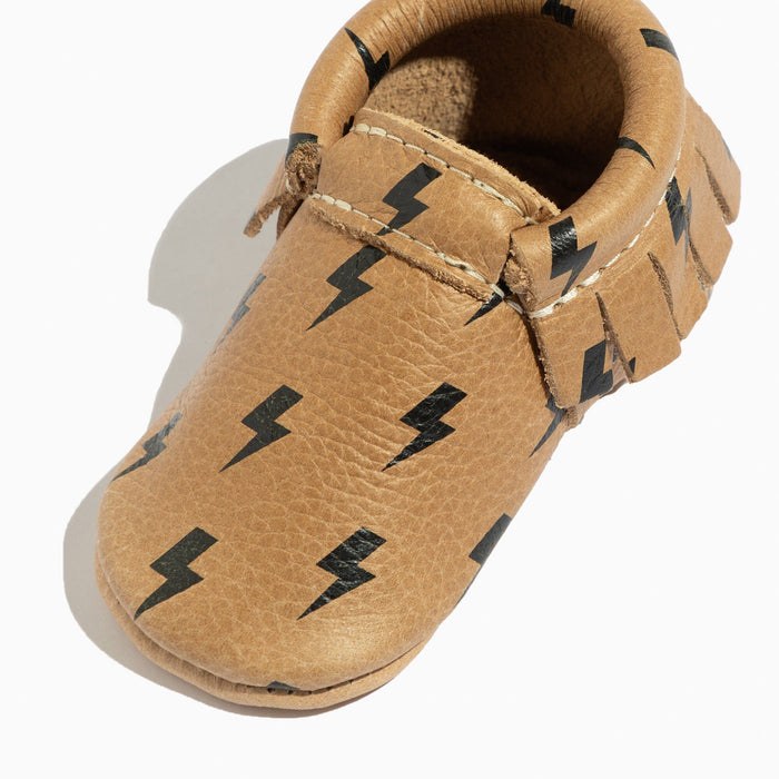 Weathered Brown Lightning Moccasin Baby Shoe - Babies in Bloom