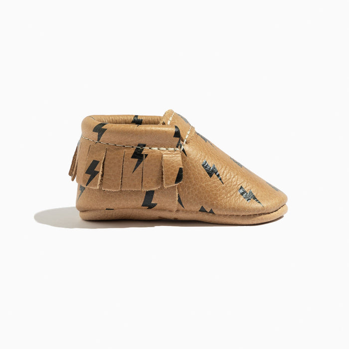 Weathered Brown Lightning Moccasin Baby Shoe - Babies in Bloom