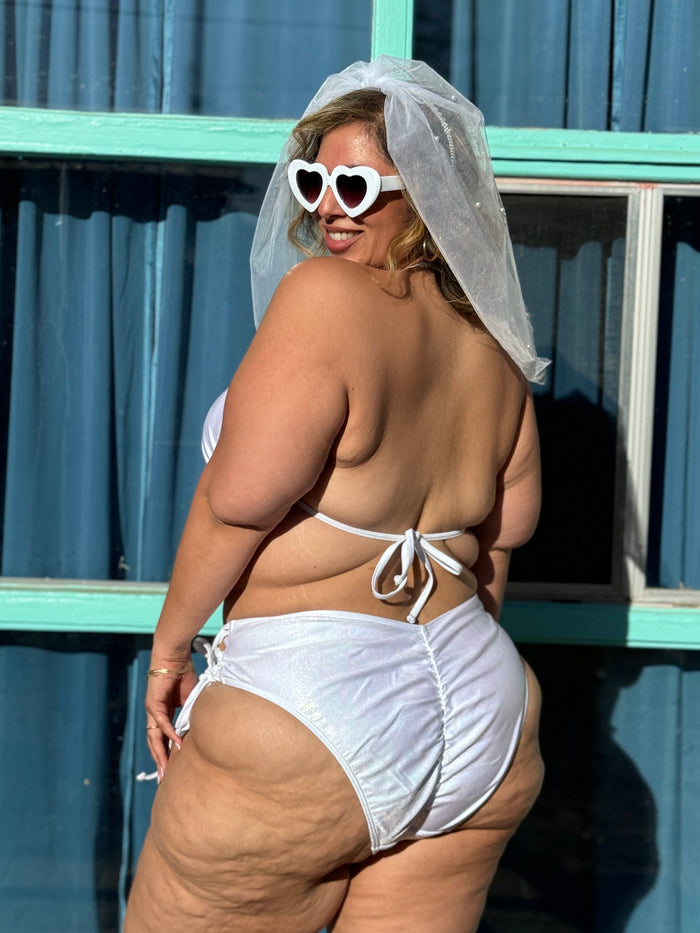 Whipped White Glitter Side Tie Bikini Bottom