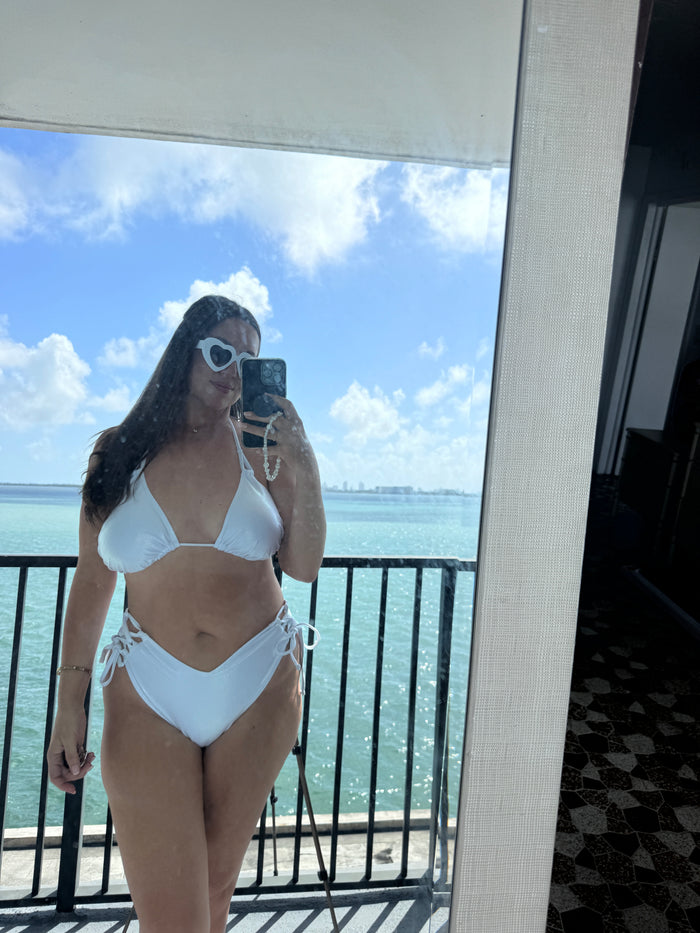 Whipped White Glitter Triangle Bikini Top