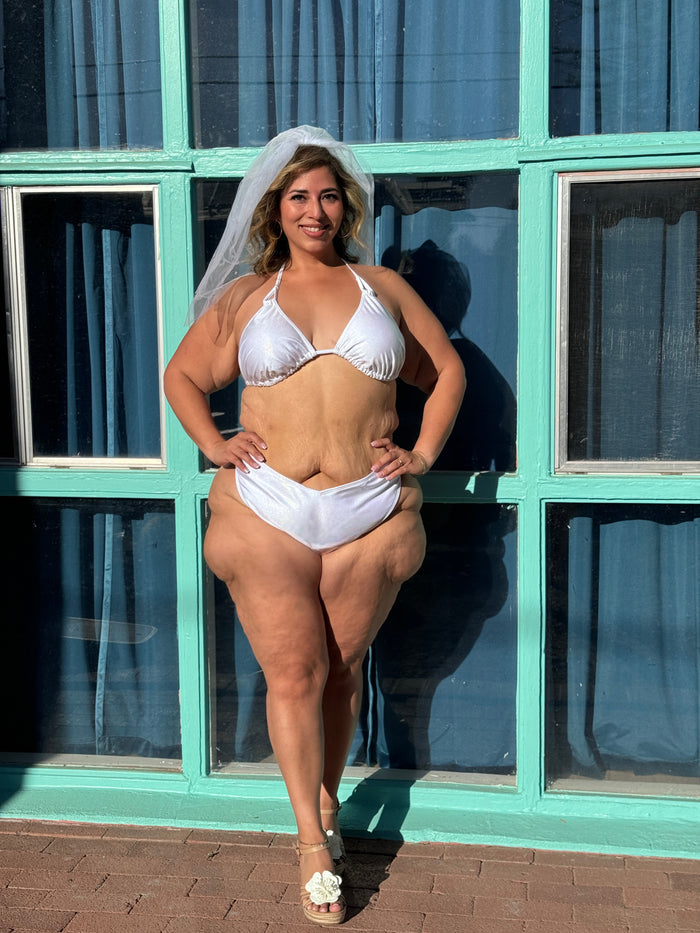 Whipped White Glitter Triangle Bikini Top