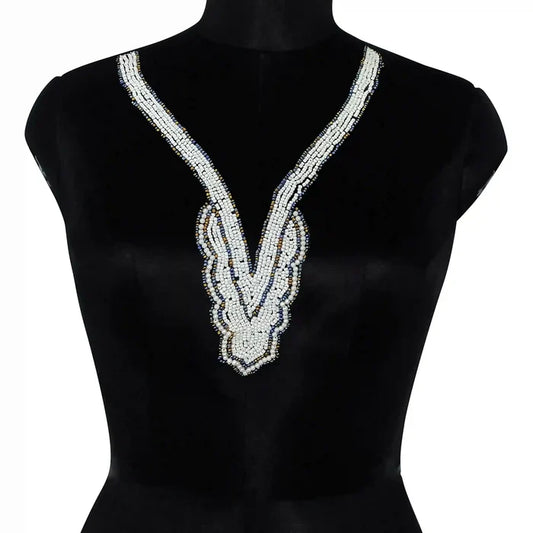 White Beaded Sweetheart Neckline