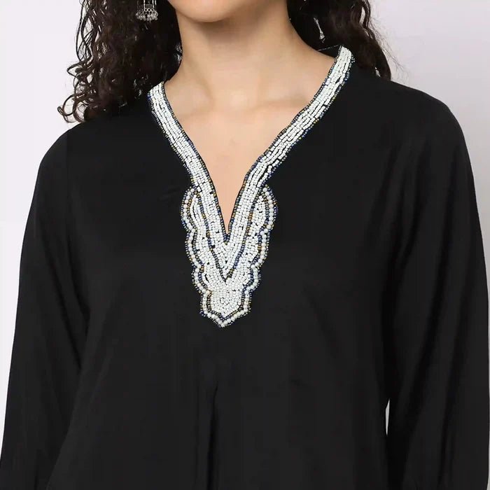 White Beaded Sweetheart Neckline