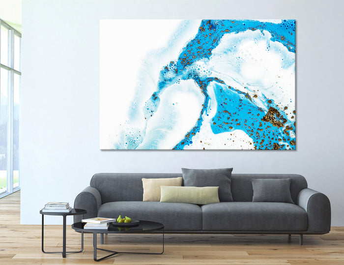 White-blue Abstract Canvas Print #1040