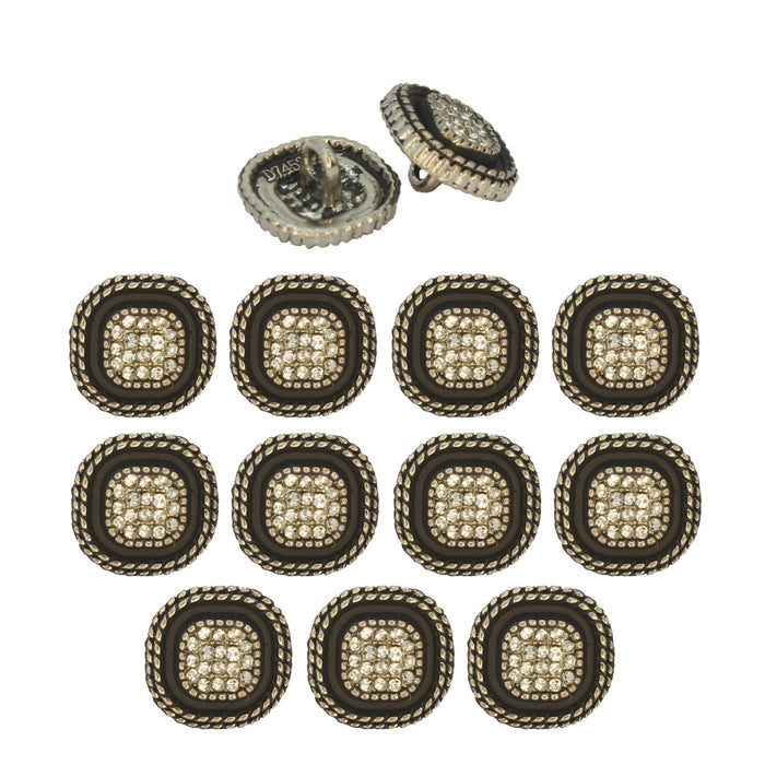 Antique gold / 11 Silver Buttons