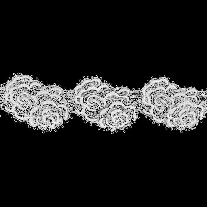 White Floral with Rose Pattern Lace | Width 9.6cm (3.8 inches) 96mm | SKU-FML-12