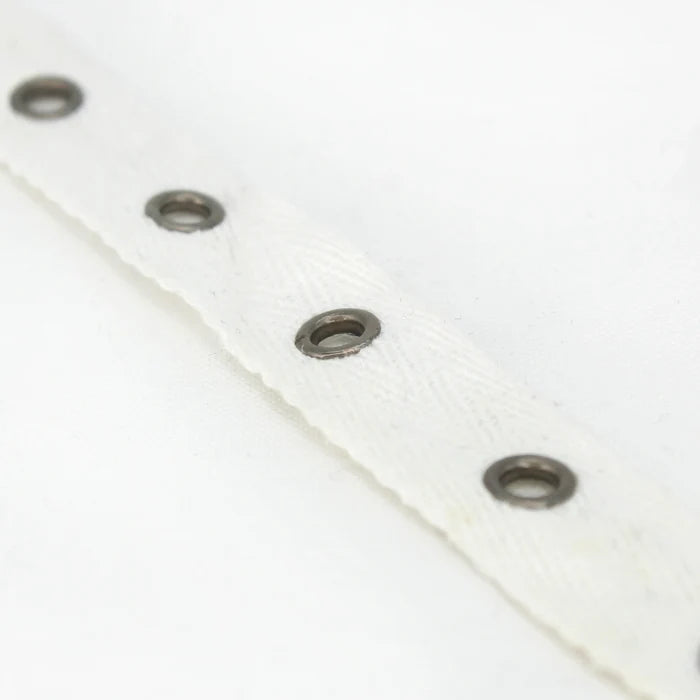 White Herringbone Fabric with Grommets