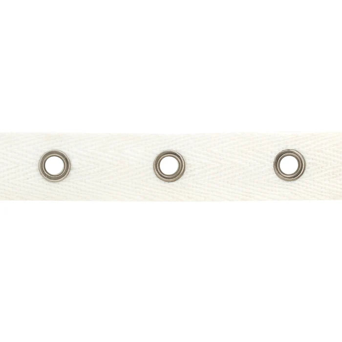 White Herringbone Fabric with Grommets