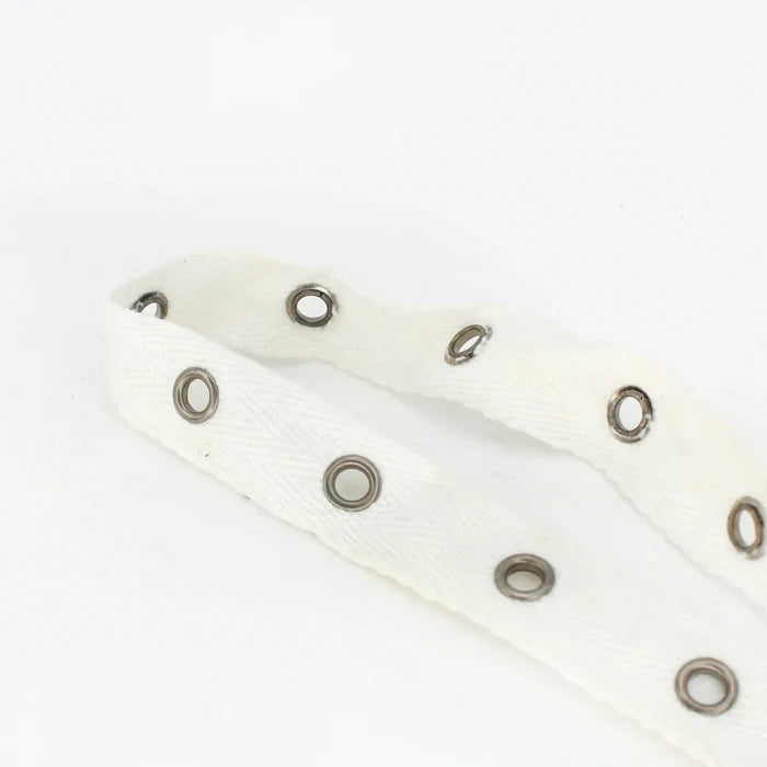 White Herringbone Fabric with Grommets
