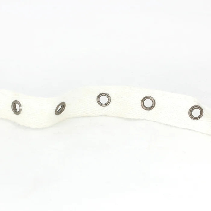White Herringbone Fabric with Grommets