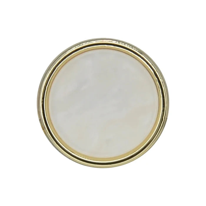 White Shell Finish Round Metal Button | 15mm (24L)