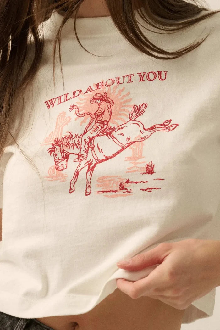 Wild About You Cropped Cowboy Graphic Baby Tee - ShopPromesa