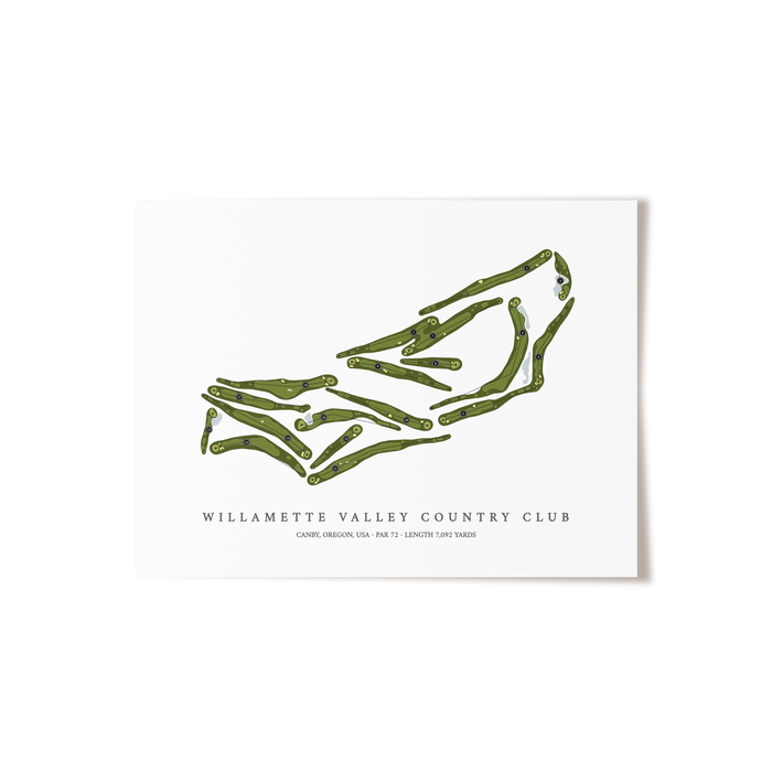 Willamette Valley Country Club | Golf Course Map | Unframed