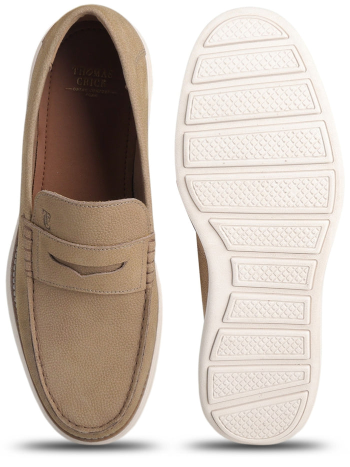 Winston Beige Loafers | Classic Slip-On Moccasins with EVA Sole | TC-2651CG