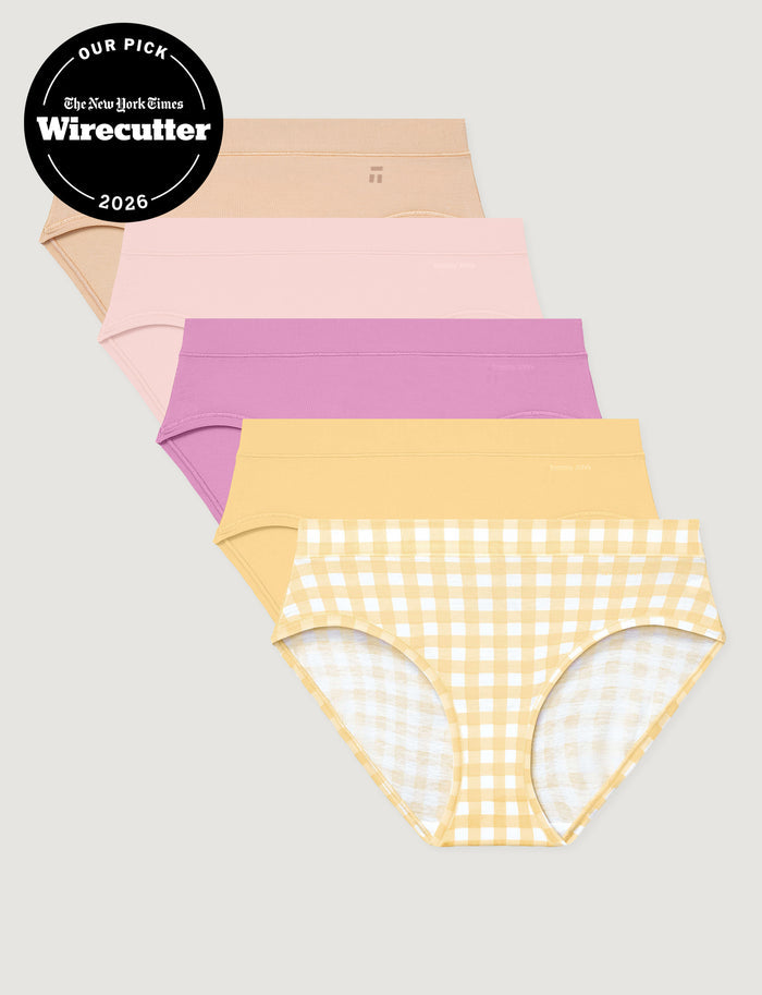 Women's Cool Cotton Brief (5-Pack)::Maple Sugar/Rosewater/Lilac Chiffon/Golden Haze/Gingham