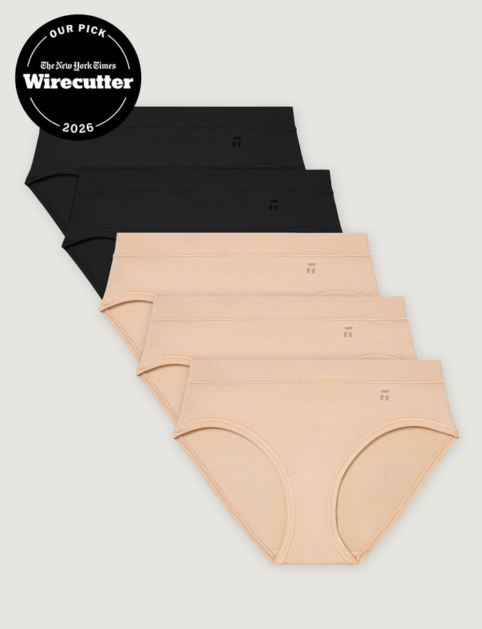 Women's Cool Cotton Brief (5-Pack)::Black/Maple Sugar