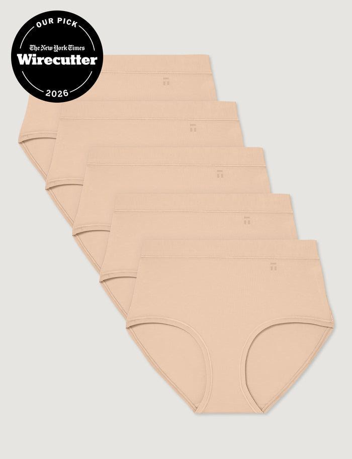 Women's Cool Cotton High Rise Brief (5-Pack)::Maple Sugar