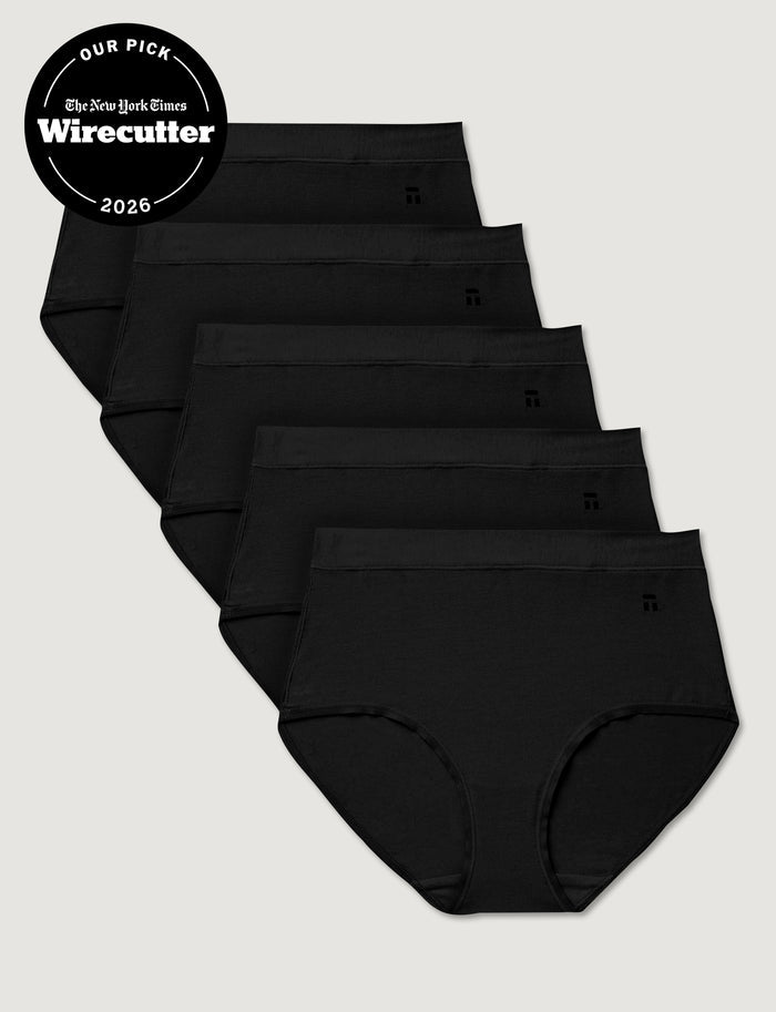 Women's Cool Cotton High Rise Brief (5-Pack)::Black