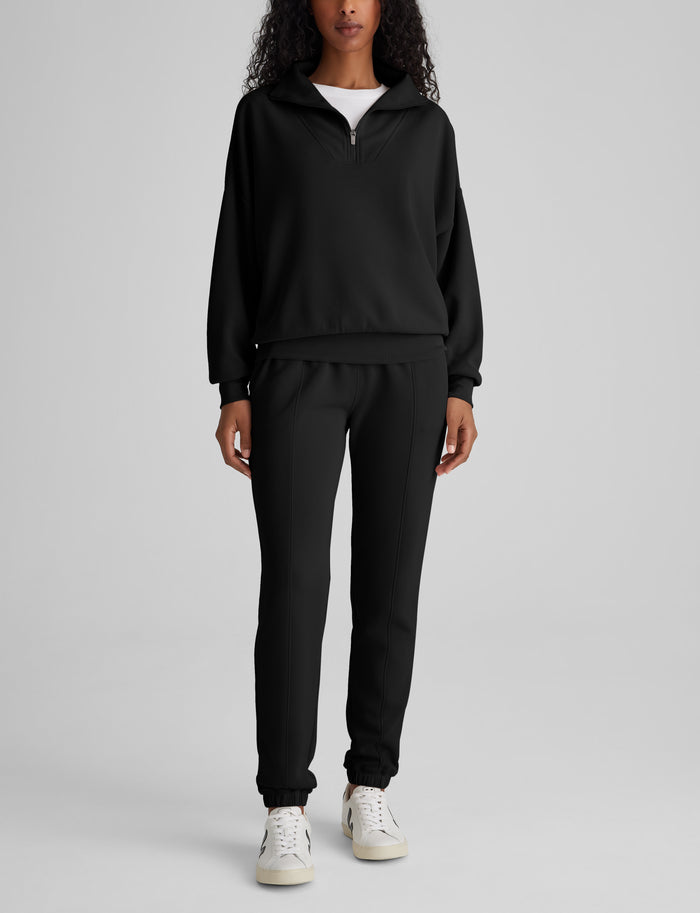 OLD::Women's Luxe Traveler Knit Quarter Zip & Jogger Set::Black