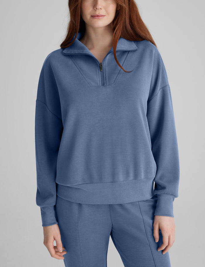 OLD::Women’s Luxe Traveler Knit Quarter-Zip::Vintage Indigo