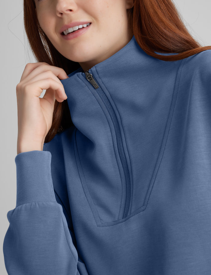 OLD::Women’s Luxe Traveler Knit Quarter-Zip::Vintage Indigo