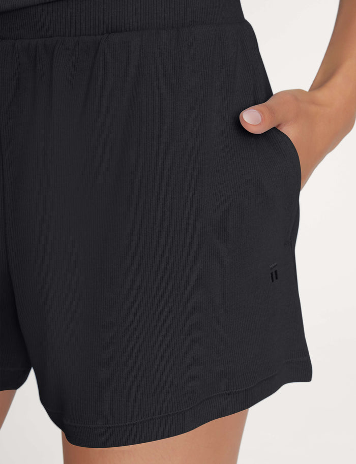 Women's Micro Rib Lounge Short::Black
